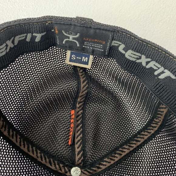 Hooey Men's Liberty Roper Black Brown Trucker Mesh Hat Flexfit Size S/M - Picture 7 of 9